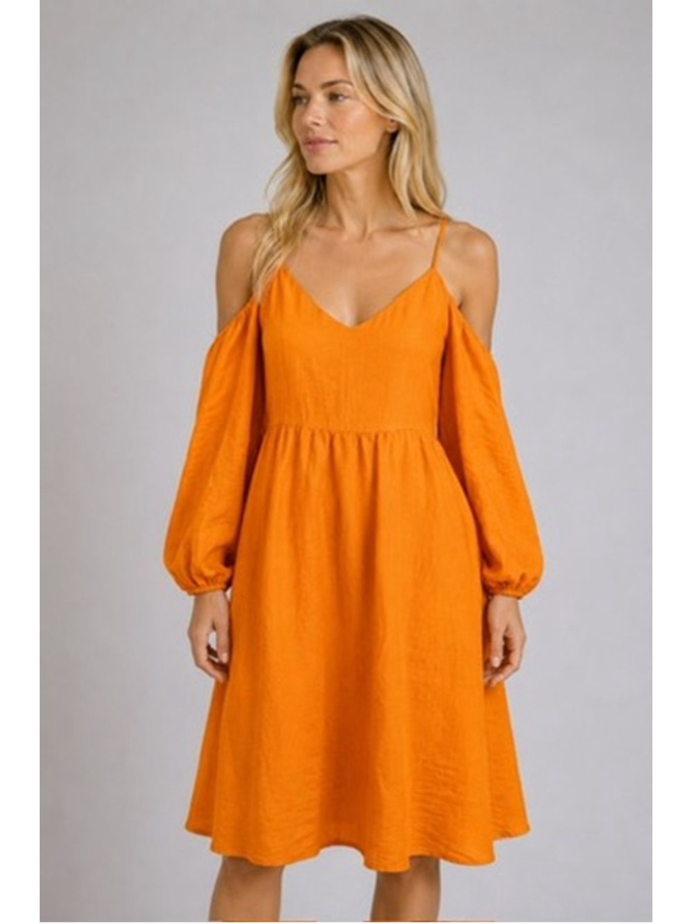 Anthropologie Moulinette Soeurs Carina Dress Mango Orange Boho Cold Shoulder M